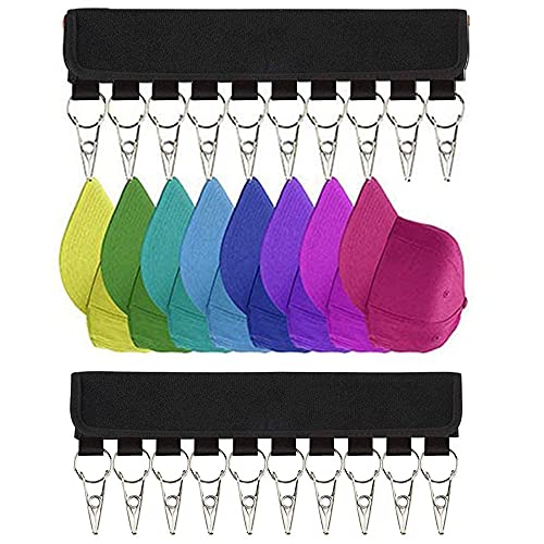 2 Piezas Percha Organizador de Sombrero, Organizador de Gorras para Sombrero, Percheros para Gorras de Béisbol, Organizador de Soporte para Gorra de Béisbol, para Colgadores Ropa (Negro)