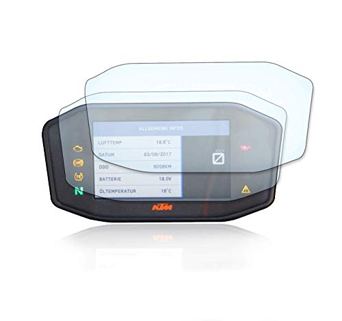 [2 unidades] Protector de pantalla para tacómetro adecuado para KTM Duke 690 / Duke 790 / Duke 1290 1 x Ultra Clear / 1 x Anti Glare