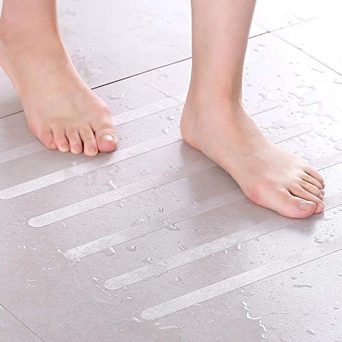 20/18PCS Bathroom Slip Stickers Transparent Non-Slip Tape Anti-Slip Strip for Stair Steps Toilet Bathroom Shower Room Bathtub,18PCS,France