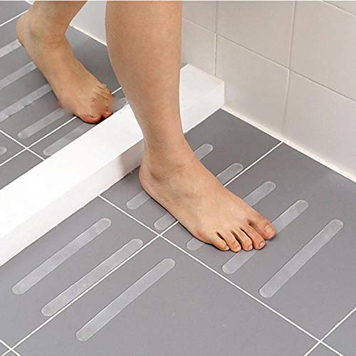 20/18PCS Bathroom Slip Stickers Transparent Non-Slip Tape Anti-Slip Strip for Stair Steps Toilet Bathroom Shower Room Bathtub,18PCS,France
