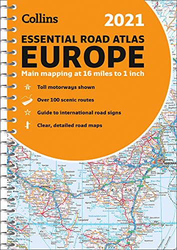 2021 Collins Essential Road Atlas Europe [Idioma Inglés]: A4 Spiral (Collins Road Atlas)