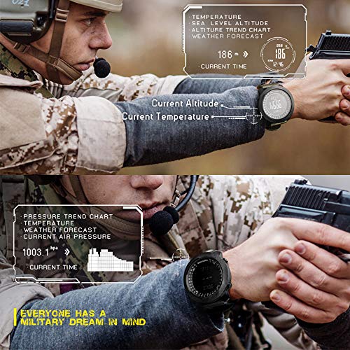 2021 Nuevo Al Aire Libre Montañismo Natación Del Reloj, Con Altímetro, Barómetro, Brújula, 50M Impermeable Inteligente Reloj De Los Deportes De Múltiples Funciones Del Reloj De Los Militares,Negro