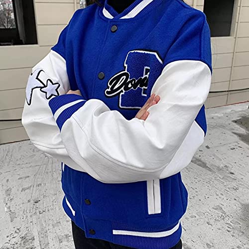 2021 Vintage Hiphop College College Chaquetas para Hombre Furry Stars Letters Bordery Color Block Harajuku Varsity Jacket Women Baseball Abrigos