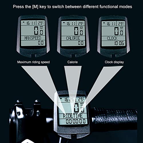 2,1 Pulgadas Bicicleta Inalámbrica Ordenador Impermeable Multifunción Montar Bicicleta Odómetro Ciclismo Velocímetro Cronómetro luz de Fondo,Green