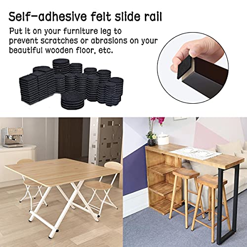 228 Piezas Almohadillas de Fieltro para Muebles,Protector de Fieltro,Protectores de Piso,Almohadillas de Fieltro Autoadhesivas,Fieltro Negro Adhesivo para Sillas,Mesas,Suelo