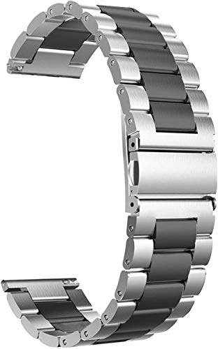 22mm Correa Compatible con Huawei Watch GT/GT 2e/GT2 46mm Correa de Repuesto de Acero Inoxidable Banda de Metálico para Huawei Watch 2 Classic-Plata/Negro