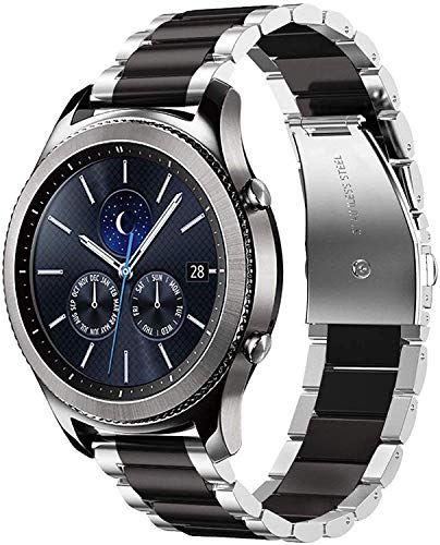 22mm Correa Compatible con Huawei Watch GT/GT 2e/GT2 46mm Correa de Repuesto de Acero Inoxidable Banda de Metálico para Huawei Watch 2 Classic-Plata/Negro