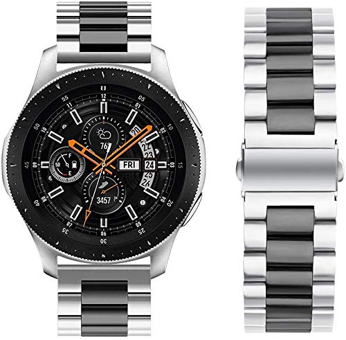 22mm Correa Compatible con Huawei Watch GT/GT 2e/GT2 46mm Correa de Repuesto de Acero Inoxidable Banda de Metálico para Huawei Watch 2 Classic-Plata/Negro