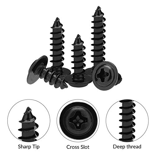 240 tornillos roscadores de cabeza plana, juego de tornillos roscadores negros M3 M4, pieza de fijación de tornillo de máquina de cabeza avellanada cruzada de cabeza redonda 10mm/12mm/16 mm/20mm/25mm