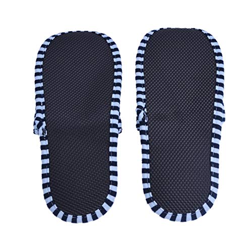2par Zapatillas Plegables Antideslizantes con Bolsa de Almacenamiento para Viaje Casa Hotel Vuelo Indoor Exterior Talla 37-42EU (Rayas Azules)