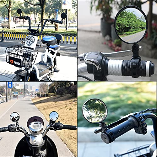 2PCS 360°Adjustable Espejo de Bicicleta para Manillar Espejo Retrovisor Bicicleta Plegable Espejor Rotativo Universal para Bicicleta Lente Gran Angular Espejos para Bici de Montaña para MTB,Bicicleta