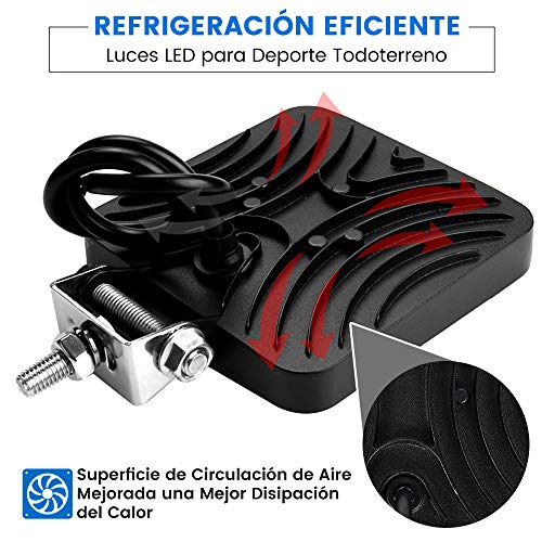 2PCS 48W Faros de Trabajo LED Tractor 9-32V 48W 6000KFaros LED Tractor Cuadrados Disipación de Calor IP67 Impermeable para Coche Excavadora y Camión