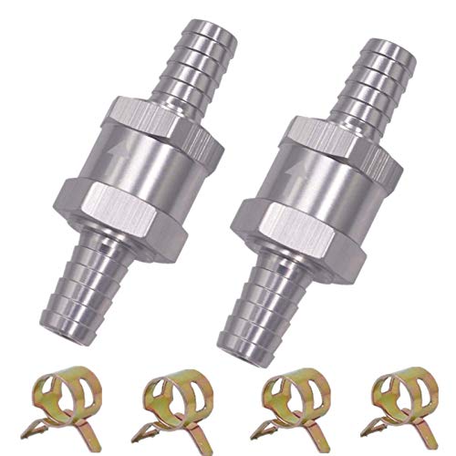 2PCS Válvula de Retención de Combustible Válvula Antirretorno de Retorno de Combustible de Aluminio Aleación Gasolina Diesel Oil Válvula Antirretorno para Coche Carburador (8MM)