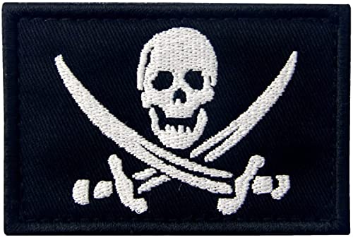 3 Parches Bandera Punisher, Escudo Espartano Calavera con Espada Pirata, 100% Bordado, velcro