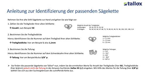 3 tallox cadenas de sierra 3/8" 1,1 mm 50 eslabones 35 cm compatible con Stihl