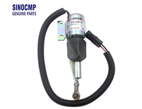 3935431 Válvula solenoide 12V - SINOCMP Solenoide de parada para Cummins 6BT 5.9L motor, 3 meses de garantía