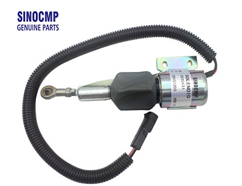 3935431 Válvula solenoide 12V - SINOCMP Solenoide de parada para Cummins 6BT 5.9L motor, 3 meses de garantía