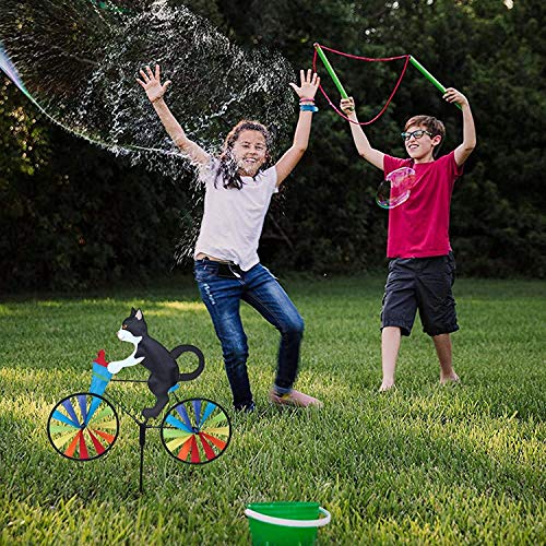 3D Animal Bicicleta Molino de Viento Spinner, Gato y Perro Bicicleta jardín Viento Spinner Cometa, jardín césped Paddock Fiesta Molino de Viento giroscopio Pila decoración (3PCSC)
