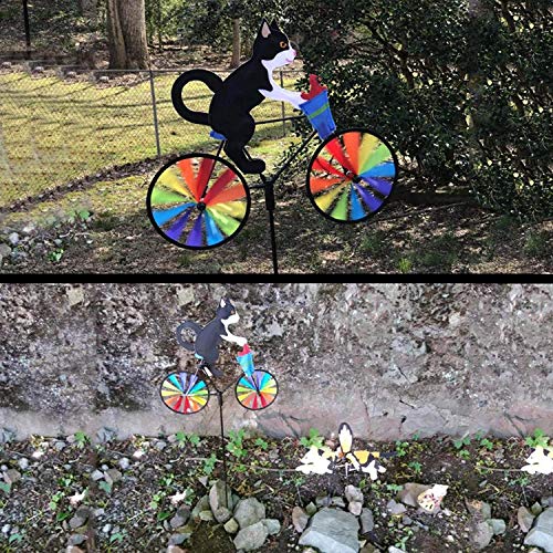3D Animal Bicicleta Molino de Viento Spinner, Gato y Perro Bicicleta jardín Viento Spinner Cometa, jardín césped Paddock Fiesta Molino de Viento giroscopio Pila decoración (3PCSC)