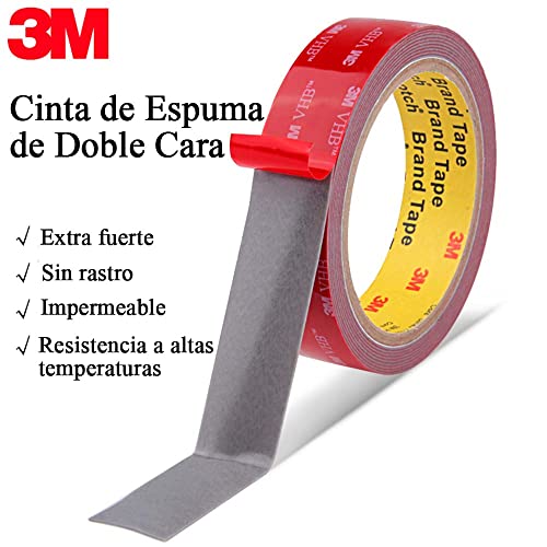 3M VHB 4611 Cintas Adhesivas de doble cara,Extra Fuerte No Mas Clavos Impermeable Resistente Altas Temperaturas Adhesivo Cinta para Automóviles,Decoración de Exteriores y Oficinas, Gris 4,7M*2MM