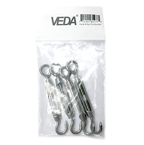 4 cables tensores Veda®, de acero inoxidable 304 y con gancho M4