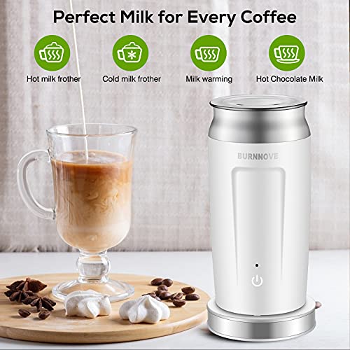 4 en 1 Espumador de Leche Eléctrico 500W Batidora de Leche 240ml Espuma Caliente/Fría Calentar Leche y Leche con Chocolate, Apagamiento Automático Calentador Leche ​para Café Latte Capuchino Chocolate