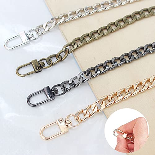 4 Pcs 40cm Cadena Bolso, Cadena Bolso Corta, Correa de Cadena Plana, Cadena de Metal para Cartera, Reemplazo Cadena Bolso con hebillas para DIY Bolsa Cuerpo y Bolso de Mano(4 Colores)