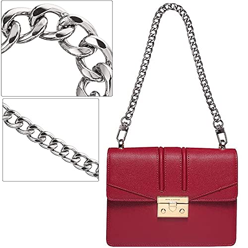 4 Pcs 40cm Cadena Bolso, Cadena Bolso Corta, Correa de Cadena Plana, Cadena de Metal para Cartera, Reemplazo Cadena Bolso con hebillas para DIY Bolsa Cuerpo y Bolso de Mano(4 Colores)