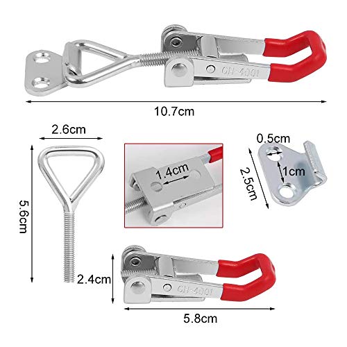 4 piezas Abrazadera de palanca, pestillo de cierre de palanca 4001, 220 lb 100 kg, para hebilla ajustable para gabinete, puerta, caja, estuche sin cerradura o dispositivo roto