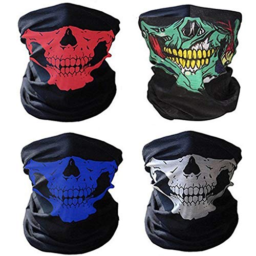 4 Piezas Bufanda Tipo Tubo Multifuncional de Motocicleta,Mascarillas de Calavera,Tubo Máscara Facial de la Motocicleta