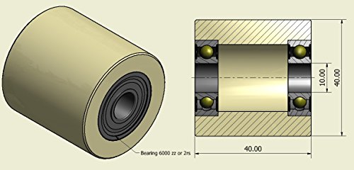 4 ruedas de poliamida de nailon de 40 mm de diámetro x 40 mm de ancho x 10 mm de rodamientos de precisión fabricados en la UE