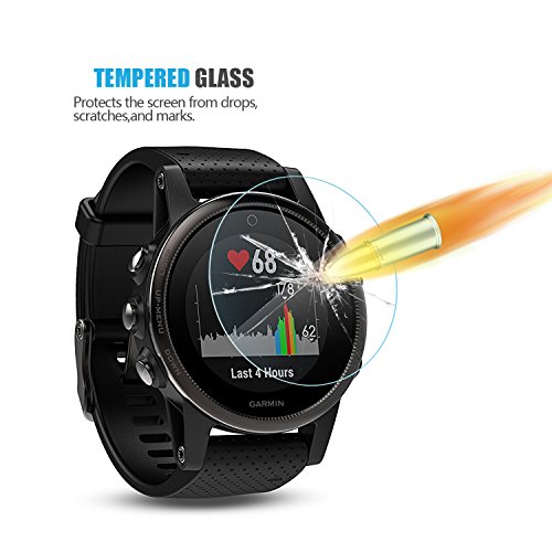 [4 Unidades] Protector de Pantalla para Garmin Fenix 5S Akwox [9H Dureza] Cristal Vidrio Templado para Garmin Fenix 5S Cristal Templado