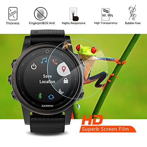 [4 Unidades] Protector de Pantalla para Garmin Fenix 5S Akwox [9H Dureza] Cristal Vidrio Templado para Garmin Fenix 5S Cristal Templado