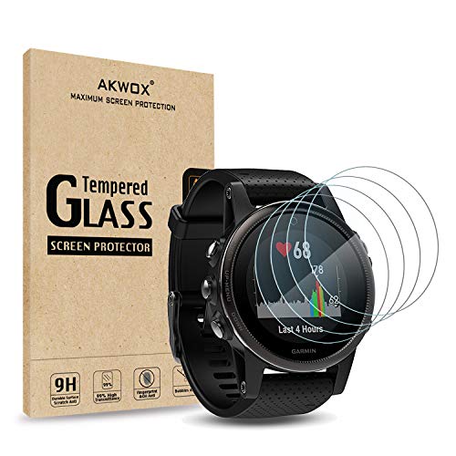 [4 Unidades] Protector de Pantalla para Garmin Fenix 5S Akwox [9H Dureza] Cristal Vidrio Templado para Garmin Fenix 5S Cristal Templado