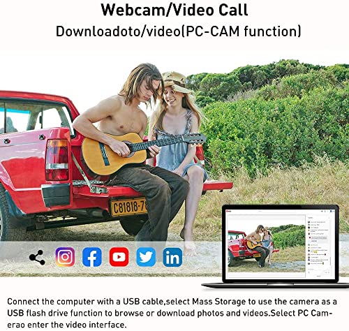 4K Videocámara Ultra HD 48MP WiFi Vlogging Cámara de Youtube con Lente Gran Angular Videocámara con Pantalla táctil IPS de 3.5 Pulgadas Zoom Digital 16x, 2 baterías