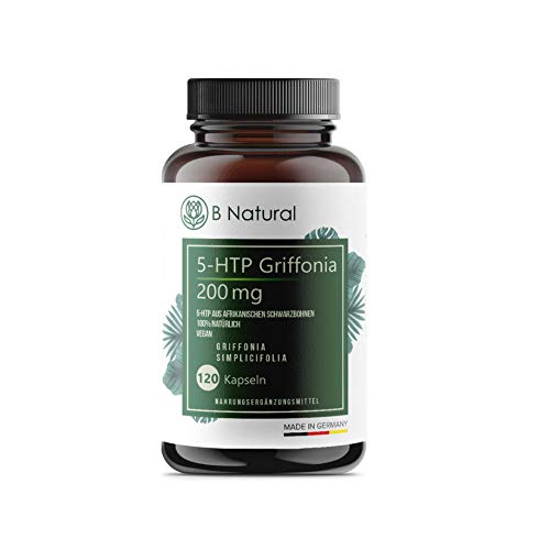 5 HTP Griffonia 200 mg dosis alta 120 cápsulas - 5-HTP natural de extracto de semilla de Griffonia, probado en laboratorio - vegano - sin agente separador - fabricado en Alemania