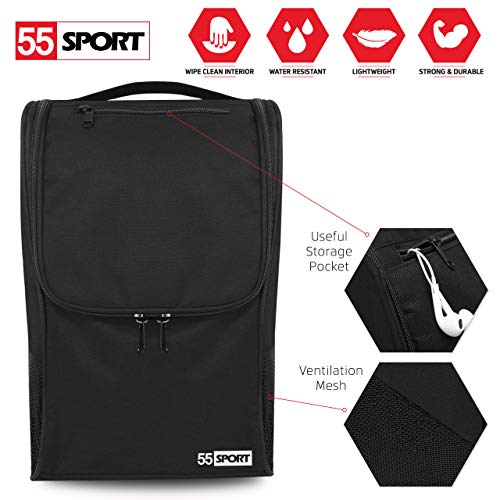 55 Sport Ventilated Shoe Bag with Zipped Pocket - Black
