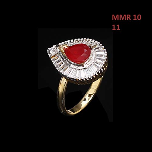 55Carat Anillos de moda intrincadamente chapados en oro de 18 quilates, adornados con piedras semipreciosas y circonita cúbica, hechos a mano de aspecto real, joyería para mujeres y niñas