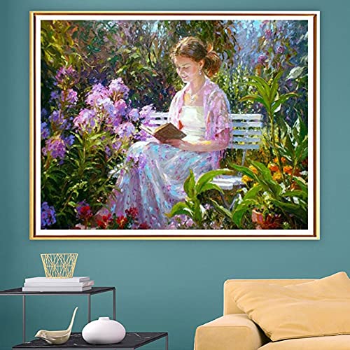 5D DIY diamante pintura jardín niña juego de bordado de diamantes mosaico de diamantes imagen artística primavera pintura Mural A11 50x70cm