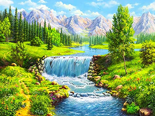 5D manual de pintura de diamantes cascada bordado de diamantes paisaje hermoso paisaje mosaico de diamantes de imitación punto de cruz A11 30x40cm