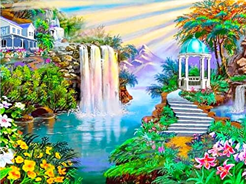 5D manual de pintura de diamantes cascada bordado de diamantes paisaje hermoso paisaje mosaico de diamantes de imitación punto de cruz A11 30x40cm