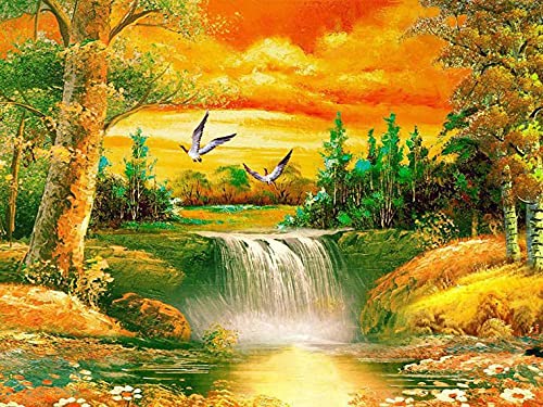 5D manual de pintura de diamantes cascada bordado de diamantes paisaje hermoso paisaje mosaico de diamantes de imitación punto de cruz A11 30x40cm