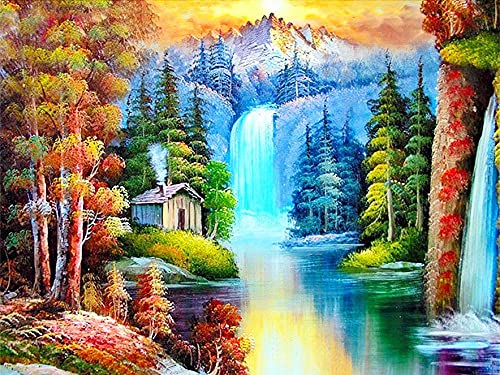 5D manual de pintura de diamantes cascada bordado de diamantes paisaje hermoso paisaje mosaico de diamantes de imitación punto de cruz A11 30x40cm