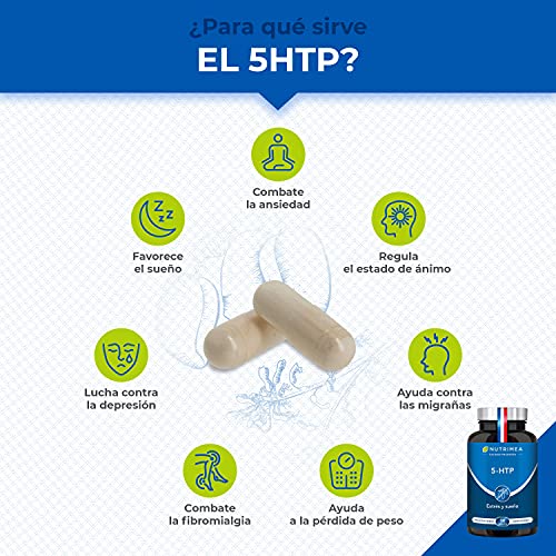 5HTP Triptofano, 300mg por día 5 HTP, Extracto Puro Semilla de Griffonia Simplicifolia, Aminoácido Mejora el Sueño,Reduce Estrés Ansiedad Insomnio, Alta Potencia, Fabricación Francesa…