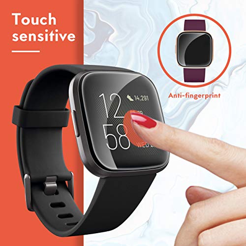 [6 Pack] UniqueMe Protector de pantalla para Fitbit Versa 2, película transparente de burbuja de TPU Huella digital disponible Compatible con Fitbit Versa 2