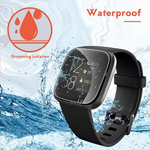 [6 Pack] UniqueMe Protector de pantalla para Fitbit Versa 2, película transparente de burbuja de TPU Huella digital disponible Compatible con Fitbit Versa 2