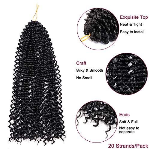 6 paquetes de extensión de cabello Black Passion Twists para mujeres negras, 20 pulgadas (51 cm) Pelo de ganchillo sintético de onda de agua de moda