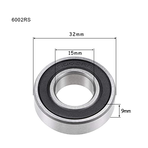 6002-2RS - Rodamientos de bolas de goma sellados (15 x 32 x 9 mm, 10 unidades)