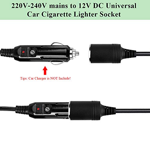 60W Fuente de Alimentación Adaptador, JRing CA a CC de 220V-240V a 12V CC, 12V/5A Convertidor De Voltaje Con Encendidor de Cigarrillo de Coche