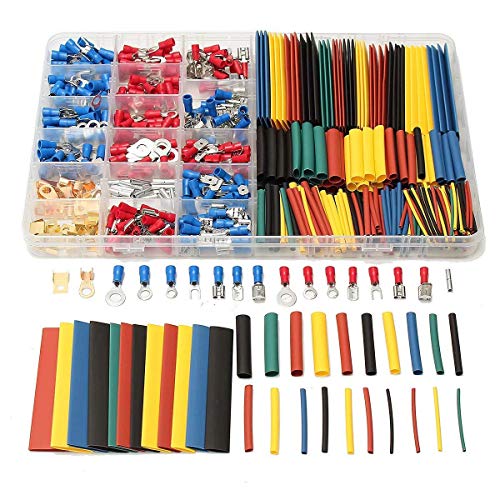678Pcs alambre eléctrico de Terminales Set, 350 PCS crimpado Conectores Terminales Butt + 328 PCS 2: 1 termorretráctiles Surtido de aislamiento encogible manguitos Tubos Set